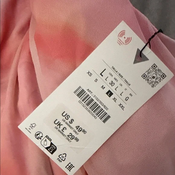 Zara Strapless Pink and White Dress - Picture 9 of 9